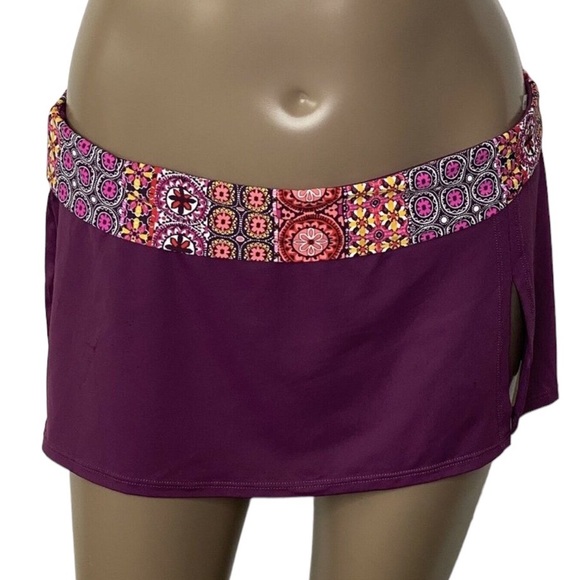 BLEU Rod Beattie Skirted Beach Please Swim Skirt Side Slit Geometric Waistband - Picture 2 of 3